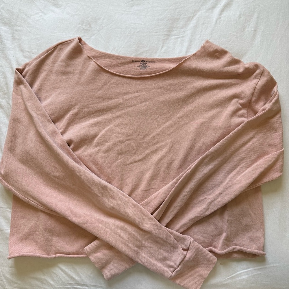Brandy Melville Pink Long Sleeve Crop Tee